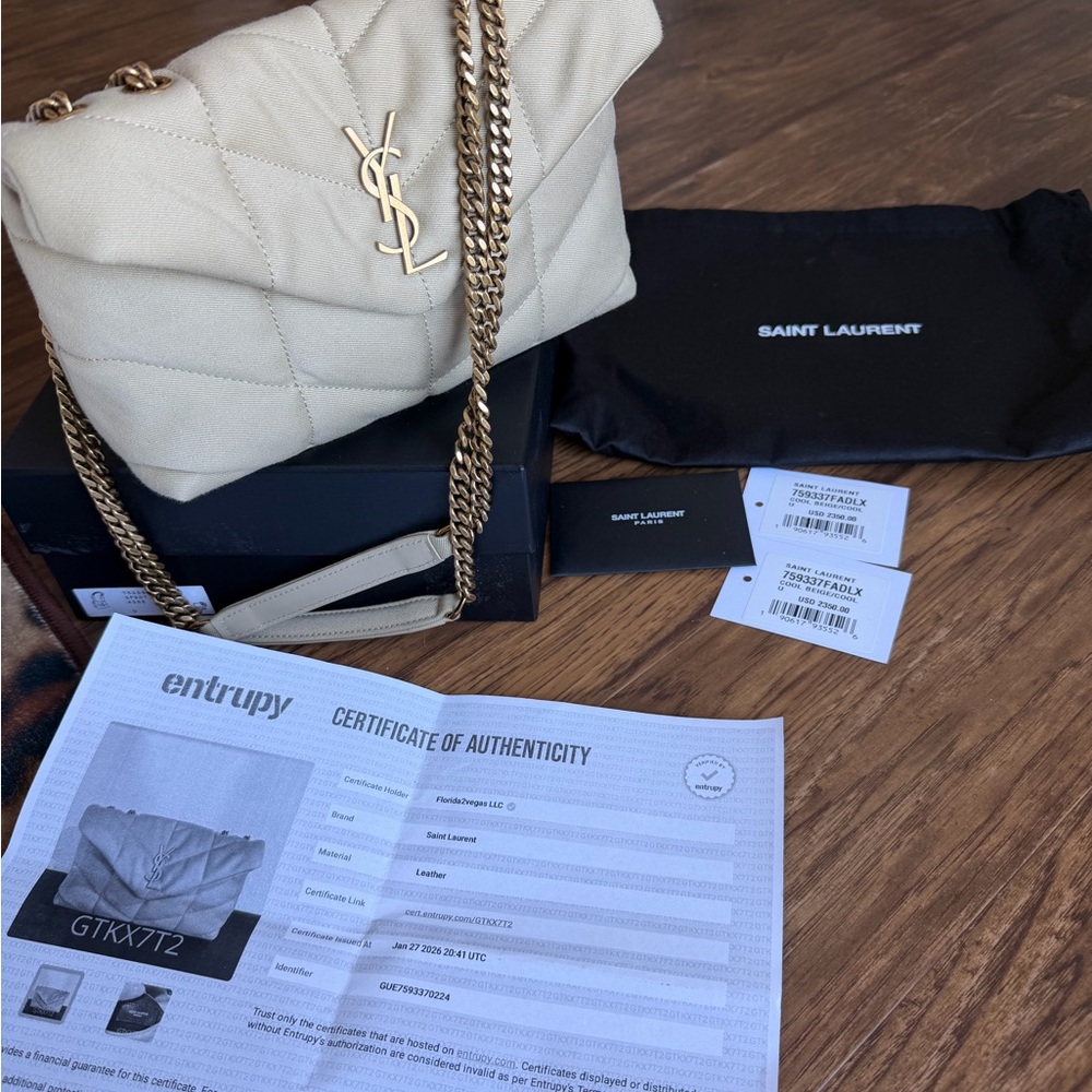 Saint Laurent Beige Small Puffer Bag